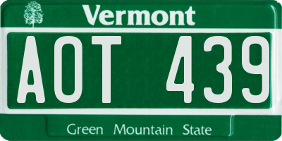 VT license plate AOT439