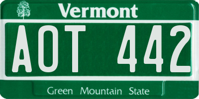 VT license plate AOT442
