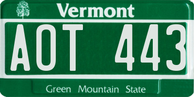 VT license plate AOT443