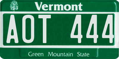 VT license plate AOT444