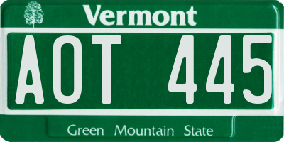 VT license plate AOT445