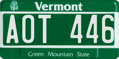 VT license plate AOT446