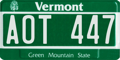 VT license plate AOT447