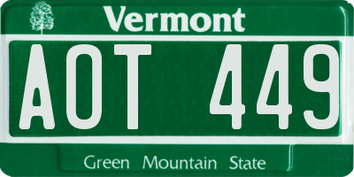 VT license plate AOT449