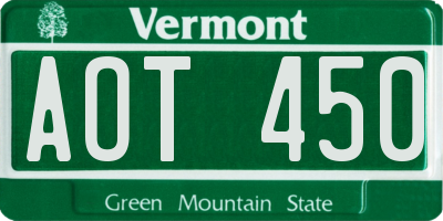 VT license plate AOT450