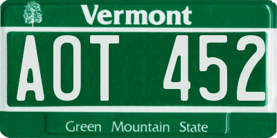VT license plate AOT452