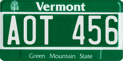 VT license plate AOT456
