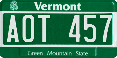 VT license plate AOT457