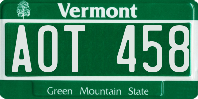 VT license plate AOT458