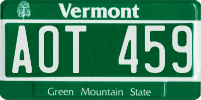 VT license plate AOT459