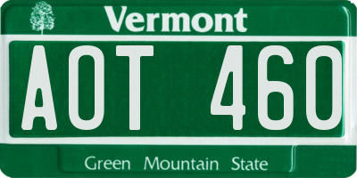 VT license plate AOT460