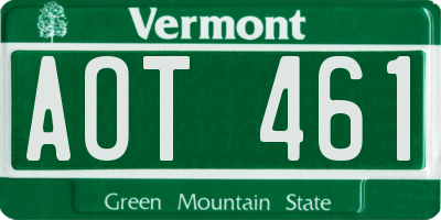 VT license plate AOT461