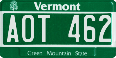 VT license plate AOT462