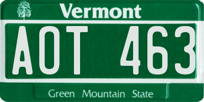 VT license plate AOT463