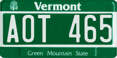 VT license plate AOT465