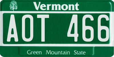 VT license plate AOT466