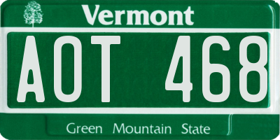 VT license plate AOT468
