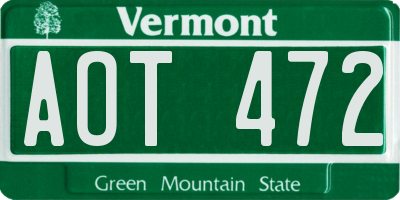 VT license plate AOT472