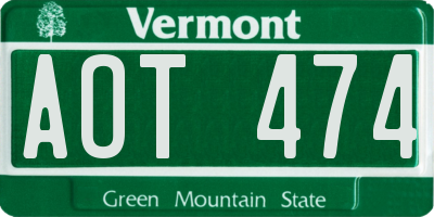 VT license plate AOT474