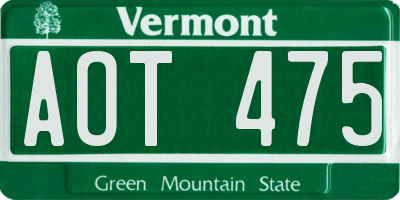 VT license plate AOT475