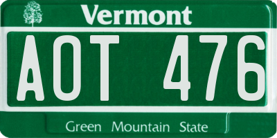 VT license plate AOT476
