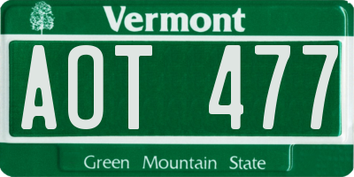 VT license plate AOT477