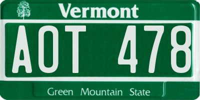 VT license plate AOT478