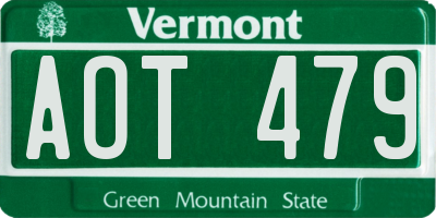 VT license plate AOT479