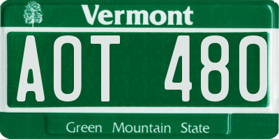 VT license plate AOT480