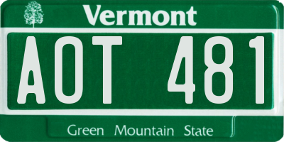 VT license plate AOT481