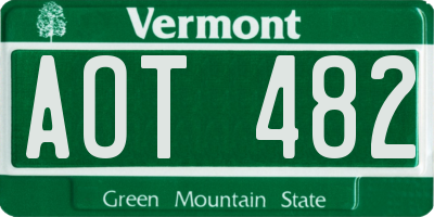 VT license plate AOT482