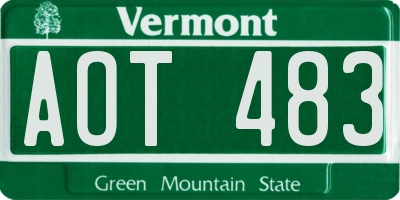 VT license plate AOT483