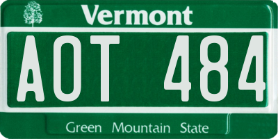 VT license plate AOT484