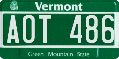 VT license plate AOT486