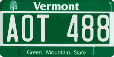 VT license plate AOT488