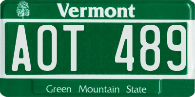 VT license plate AOT489