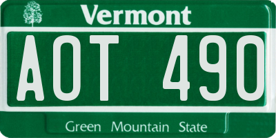 VT license plate AOT490