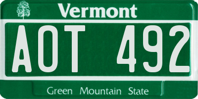 VT license plate AOT492