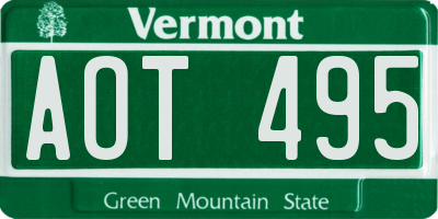 VT license plate AOT495