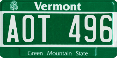 VT license plate AOT496