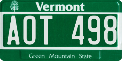 VT license plate AOT498