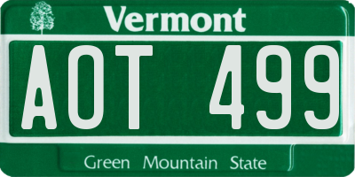 VT license plate AOT499