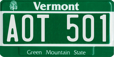 VT license plate AOT501