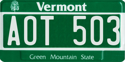 VT license plate AOT503