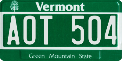 VT license plate AOT504