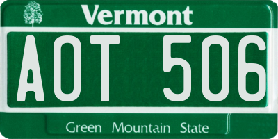 VT license plate AOT506