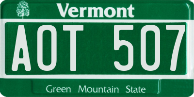 VT license plate AOT507