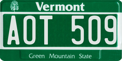 VT license plate AOT509