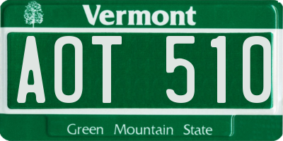 VT license plate AOT510