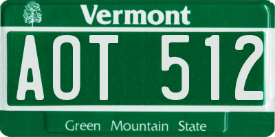 VT license plate AOT512